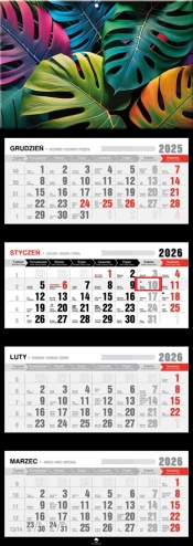 Kalendarz czterodzielny z wypukłą główką 2026,1 szt.