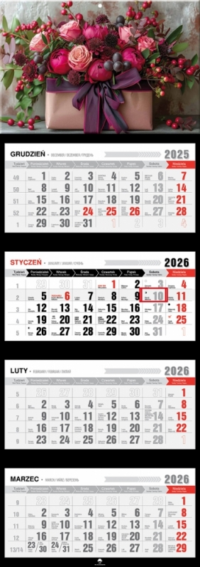 Kalendarz czterodzielny z wypukłą główką 2026,1 szt.
