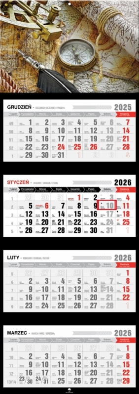 Kalendarz czterodzielny z wypukłą główką 2026,1 szt.