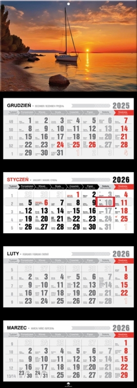 Kalendarz czterodzielny z wypukłą główką 2026,1 szt.