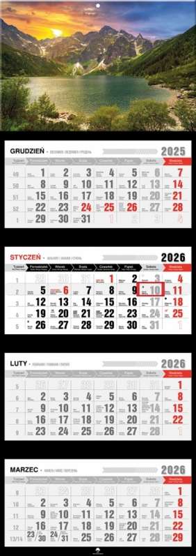 Kalendarz czterodzielny z wypukłą główką 2026,1 szt.