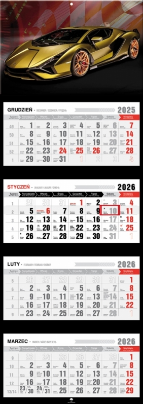 Kalendarz czterodzielny z wypukłą główką 2026,1 szt.