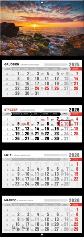 Kalendarz czterodzielny z wypukłą główką 2026,1 szt.