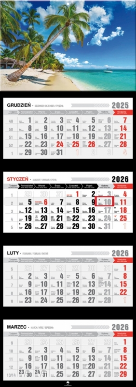 Kalendarz czterodzielny z wypukłą główką 2026,1 szt.