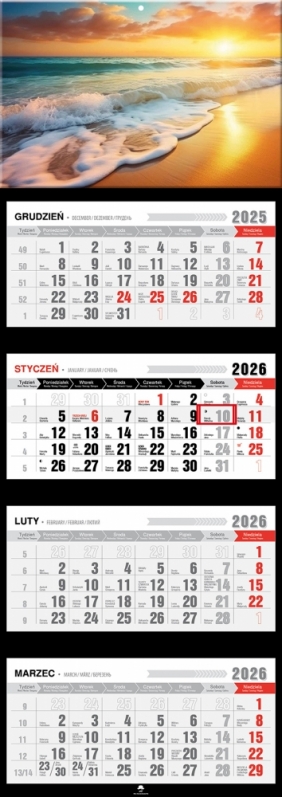 Kalendarz czterodzielny z wypukłą główką 2026,1 szt.