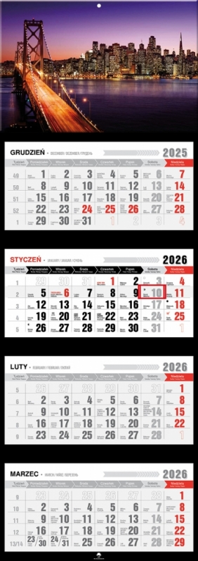 Kalendarz czterodzielny z wypukłą główką 2026,1 szt.