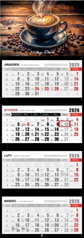 Kalendarz czterodzielny z wypukłą główką 2026,1 szt.