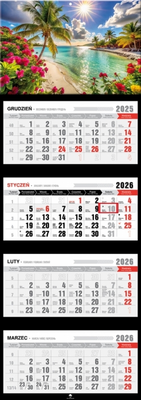Kalendarz czterodzielny z wypukłą główką 2026,1 szt.