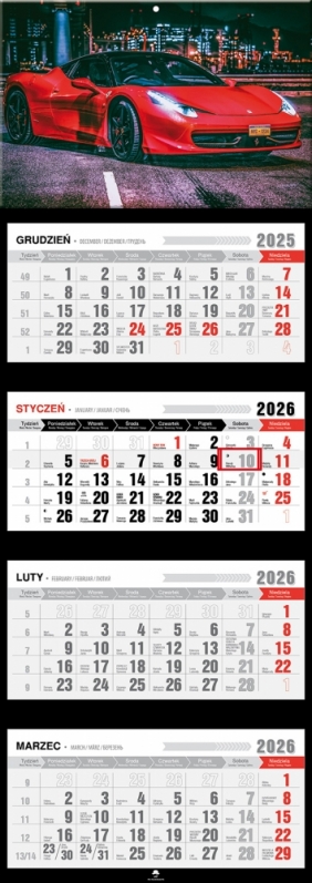 Kalendarz czterodzielny z wypukłą główką 2026,1 szt.