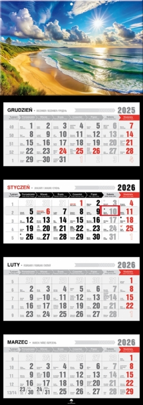 Kalendarz czterodzielny z wypukłą główką 2026,1 szt.