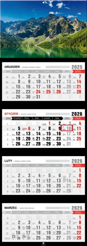 Kalendarz czterodzielny z wypukłą główką 2026,1 szt.
