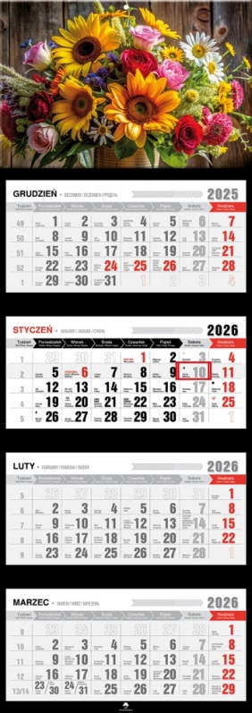Kalendarz czterodzielny z wypukłą główką 2026,1 szt.