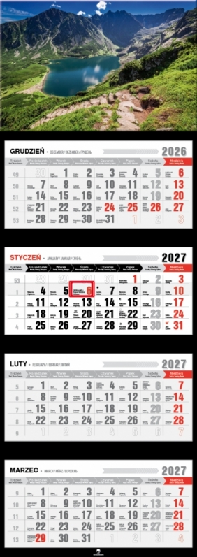 Kalendarz 2027 czterodzielny z wypukłą główką, 1 szt.