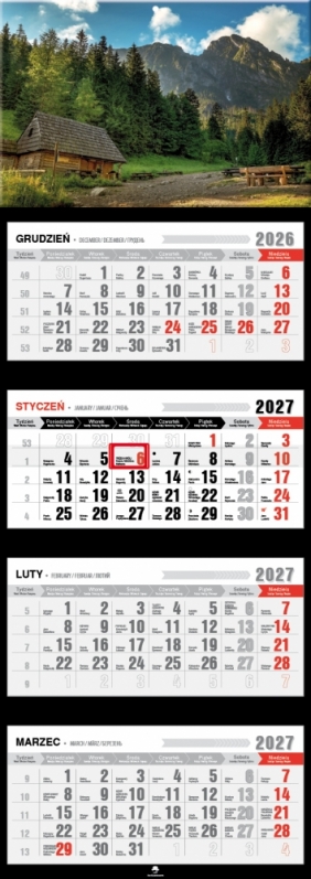 Kalendarz 2027 czterodzielny z wypukłą główką, 1 szt.