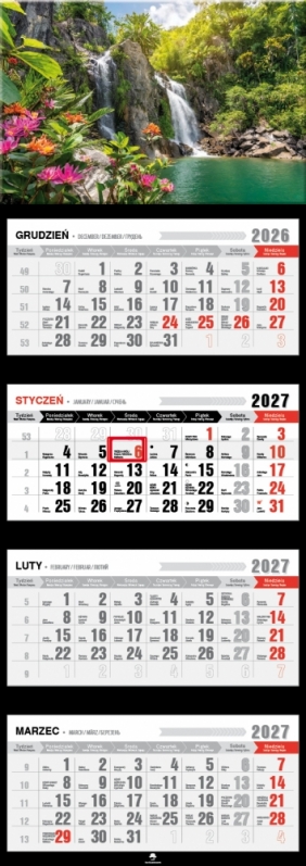 Kalendarz 2027 czterodzielny z wypukłą główką, 1 szt.