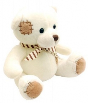 Miś Mieszko z łatkami siedzący 20cm biały - <br />