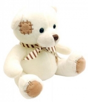 Miś Mieszko z łatkami siedzący 20cm biały - <br />