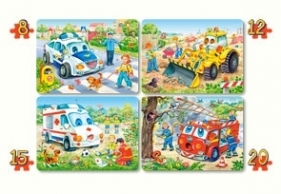 Puzzle 4w1 Funny Vehicles - Opracowanie zbiorowe