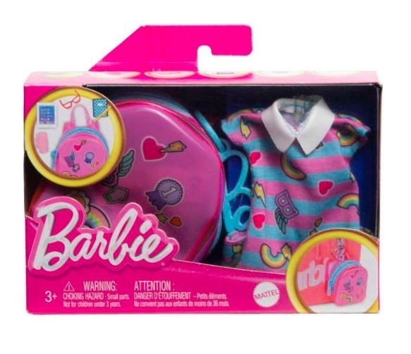 BARBIE Zestaw modowy premium, sukienka paski (HJT42/HJT44)