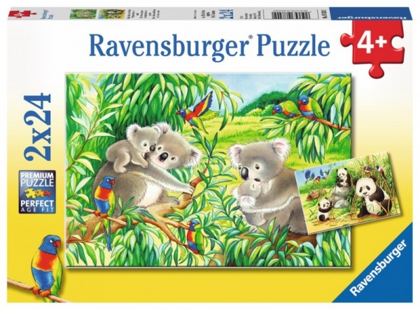 Puzzle 2x24 elementy - Słodkie misie koala i pandy (078202)