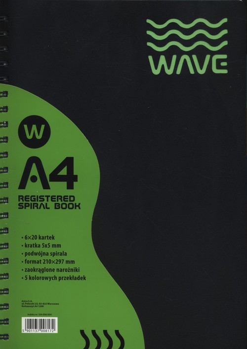 Kołozeszyt A4 Wave w kratkę 120 kartek zielony