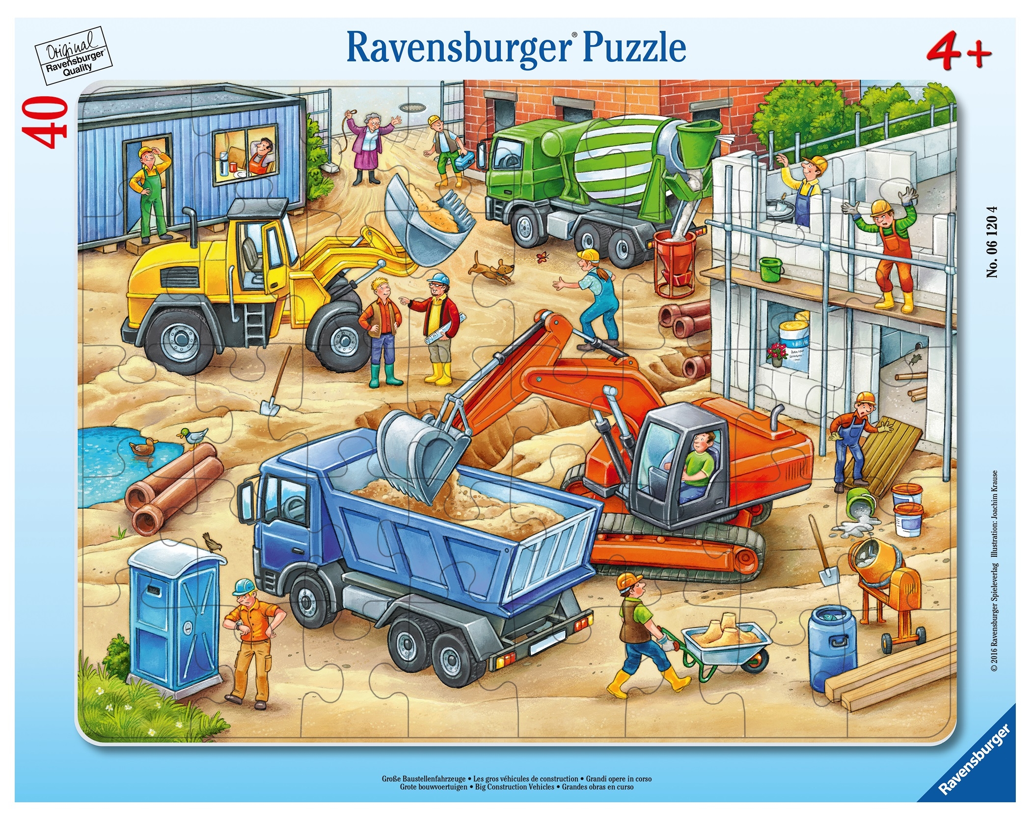 Ravensburger, Puzzle ramkowe 40: Wielkie pojazdy budowlane (6120)