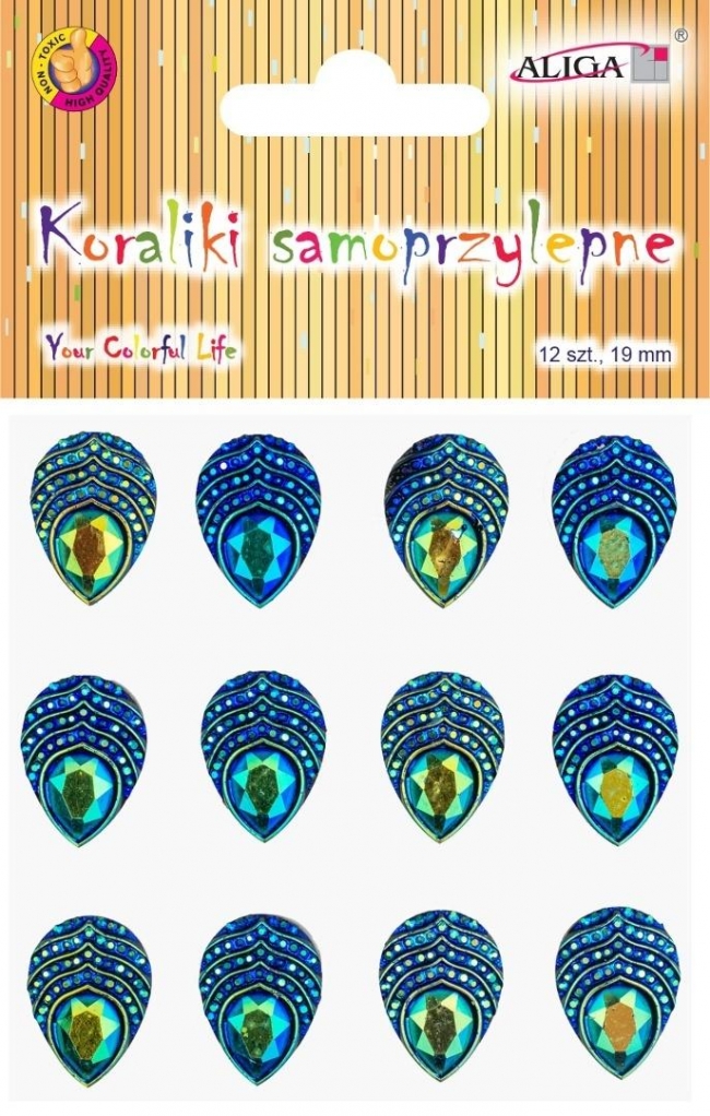 Dżety kryształki samoprzylepne pawie oczka