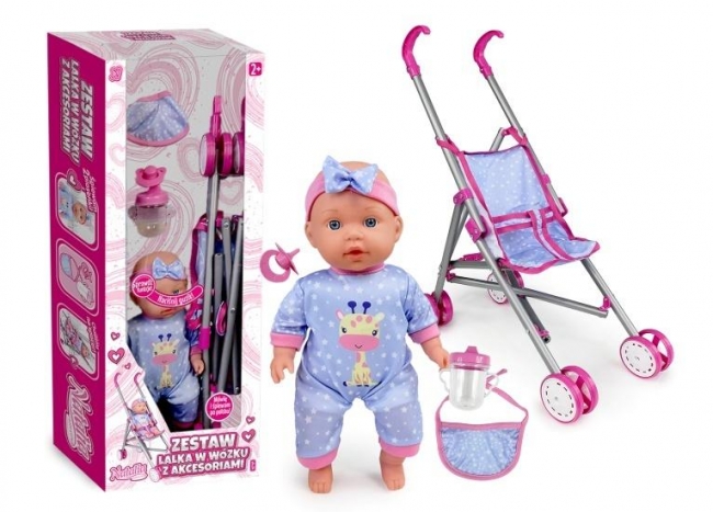 Lalka Natalia bobas z wózkiem 30cm