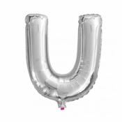 Balon Litera "U" 40cm srebrny