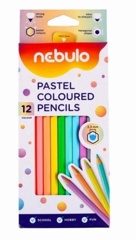 Kredki ołówkowe pastelowe 12 kolorów NEBULO