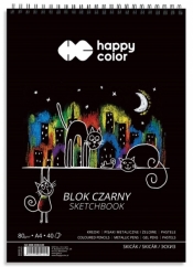 Blok czarny na spirali Happy Color Koty A4, 40 ark (HA 3808 2030-K40)