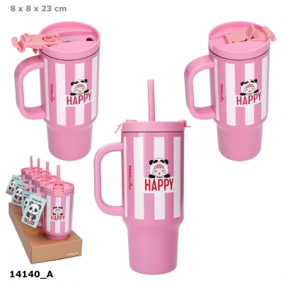 Kubek 470ml termiczny ze słomką To Go Happy 14140A