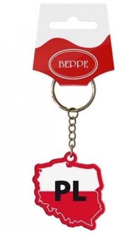 Breloczek mapa PL biało-czerwony jednostronny