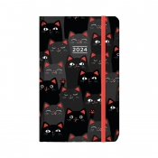 Kalendarz tygodniowy kieszonkowy 2024 - Czarne koty