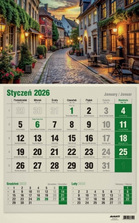 Kalendarz 2026 trójdzielny jednodzielny EKO, 1 szt