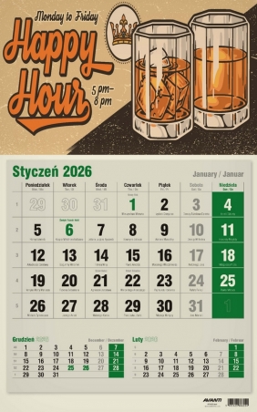 Kalendarz 2026 trójdzielny jednodzielny EKO, 1 szt
