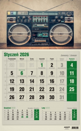 Kalendarz 2026 trójdzielny jednodzielny EKO, 1 szt