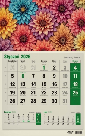 Kalendarz 2026 trójdzielny jednodzielny EKO, 1 szt