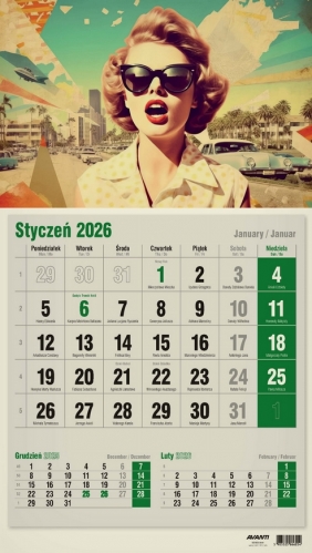 Kalendarz 2026 trójdzielny jednodzielny EKO, 1 szt