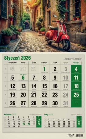 Kalendarz 2026 trójdzielny jednodzielny EKO, 1 szt