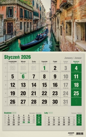 Kalendarz 2026 trójdzielny jednodzielny EKO, 1 szt