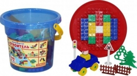 Klocki Budowniczy - 77 elem. w wiaderku "Maxi" z pokrywą