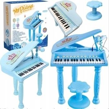 Fortepian elektroniczny z mikrofonem i krzesełkiem