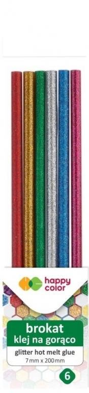 Klej do pistoletu na gorąco brokat 6sztHAPPY COLOR