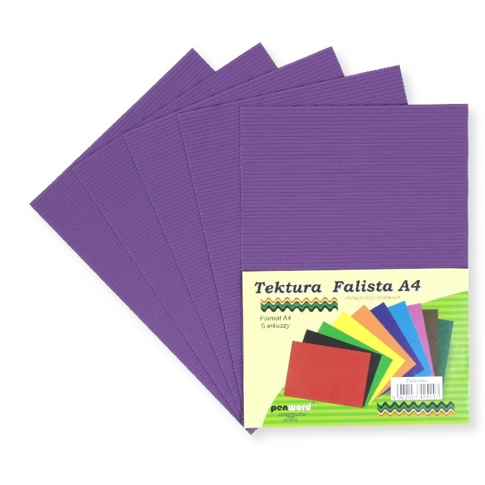 Tektura A4 falista fioletowa 5szt