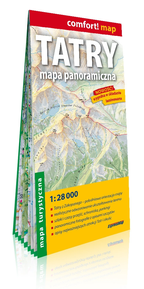 Tatry Mapa panoramiczna; laminowana mapa turystyczna 1:28 000