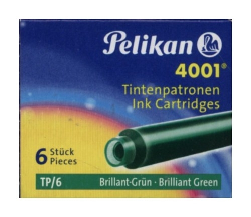 Naboje krótkie Pelikan 4001 TP/6 zielone 6 sztuk