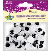 Oczy samoprzylepne 15mm, 40 szt.