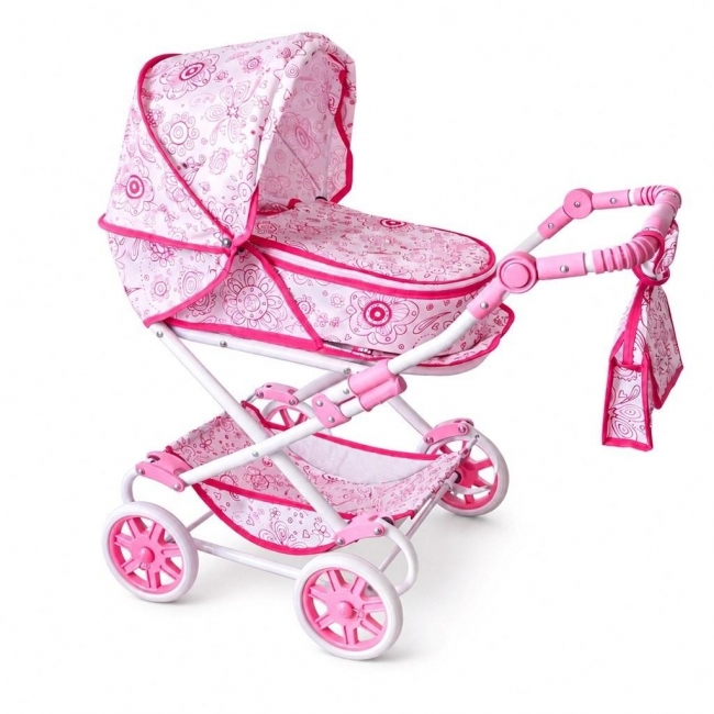 <img src='https://webimage.pl/pics/208/7/d8596164067208.jpg' style='height:440px' /> Wózek dla lalek 2w1 New Baby Monika Flowers