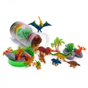 Figurki dinozaury w wiaderku